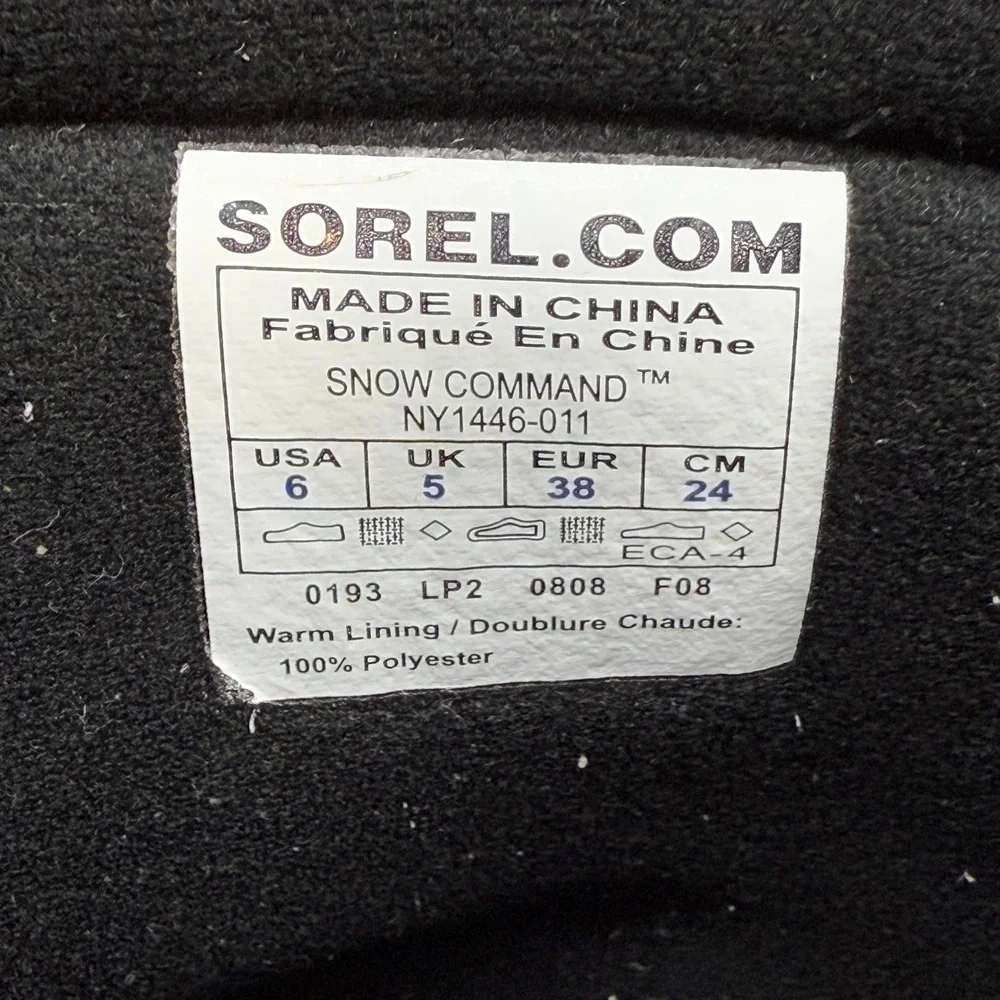 Sorel Snow Commander Youth Kids Boots Size 6 Black Duck Nylon Insulated Snow